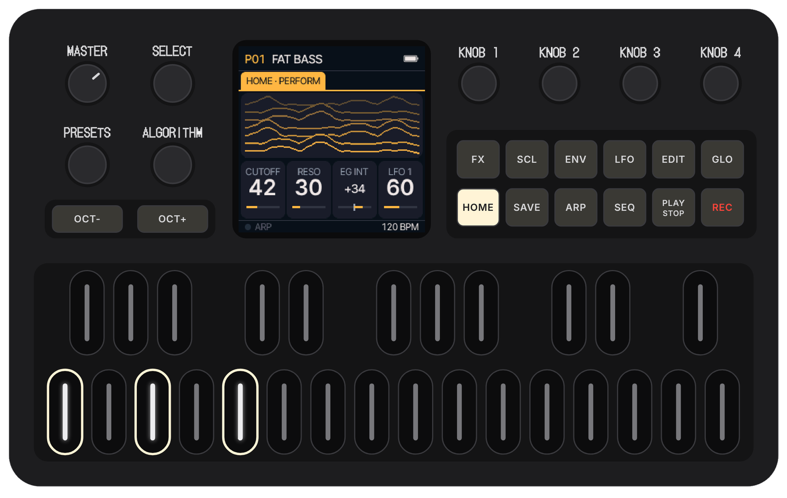 The FM-1's panel running Golana